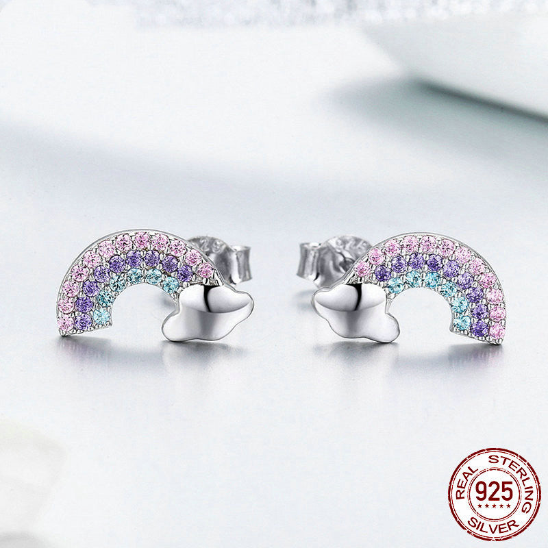 Rainbow S925 Sterling Silver Stud Earrings