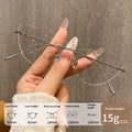 Pure Titanium Rimless Cat-eye Glasses For Women Ultra-light Comfortable And Blue-light Blocking