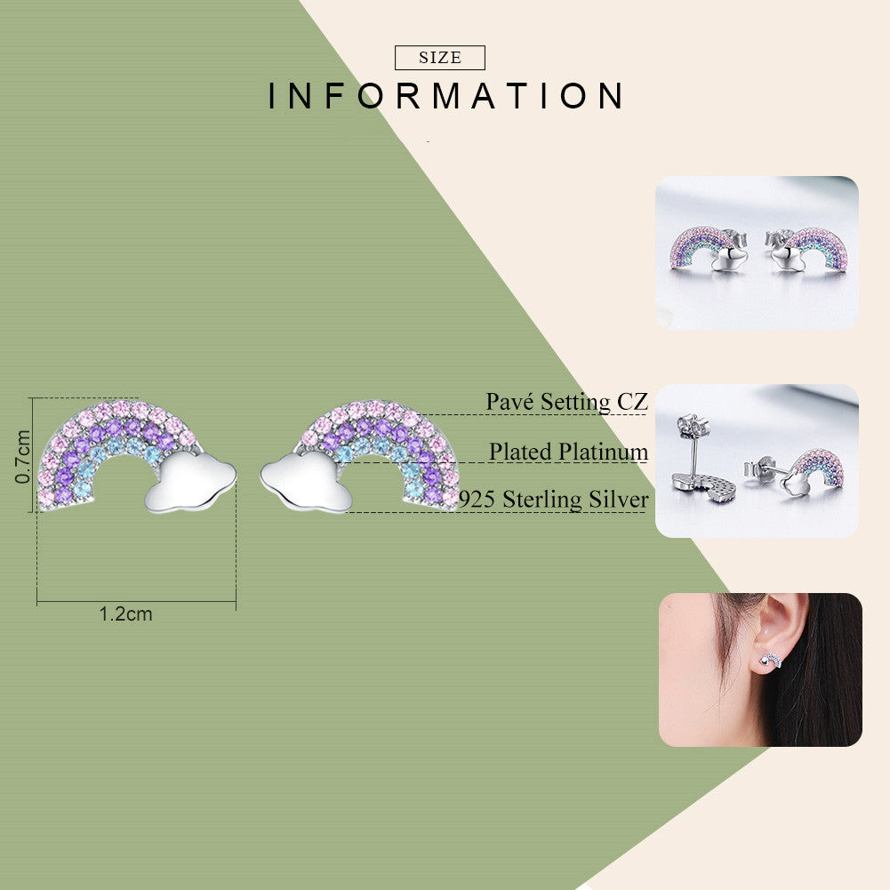 Rainbow S925 Sterling Silver Stud Earrings