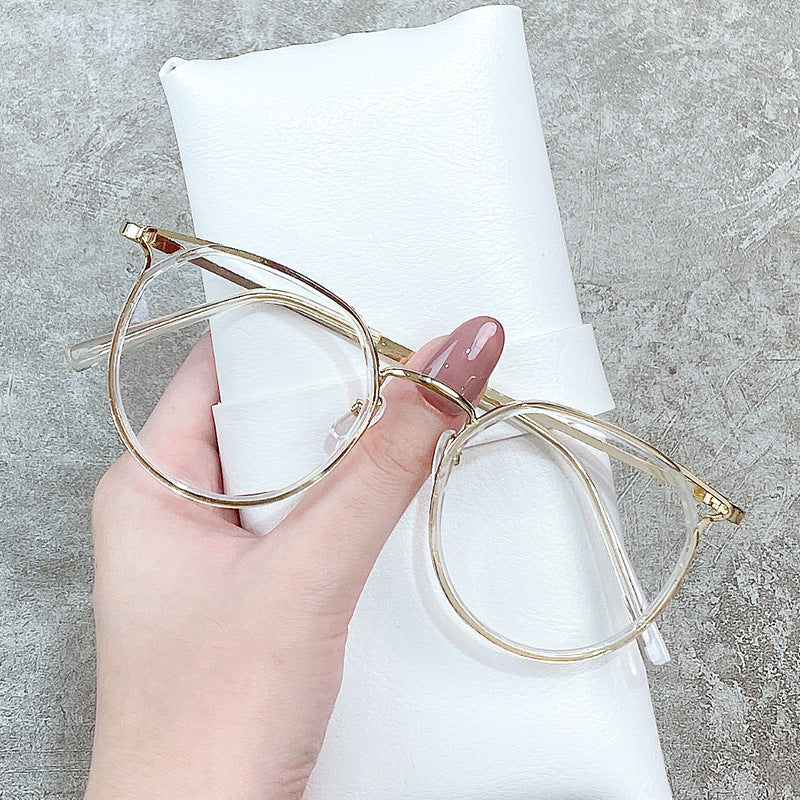 Retro Transparent Metal-frame Finished Myopia Glasses For Men And Women