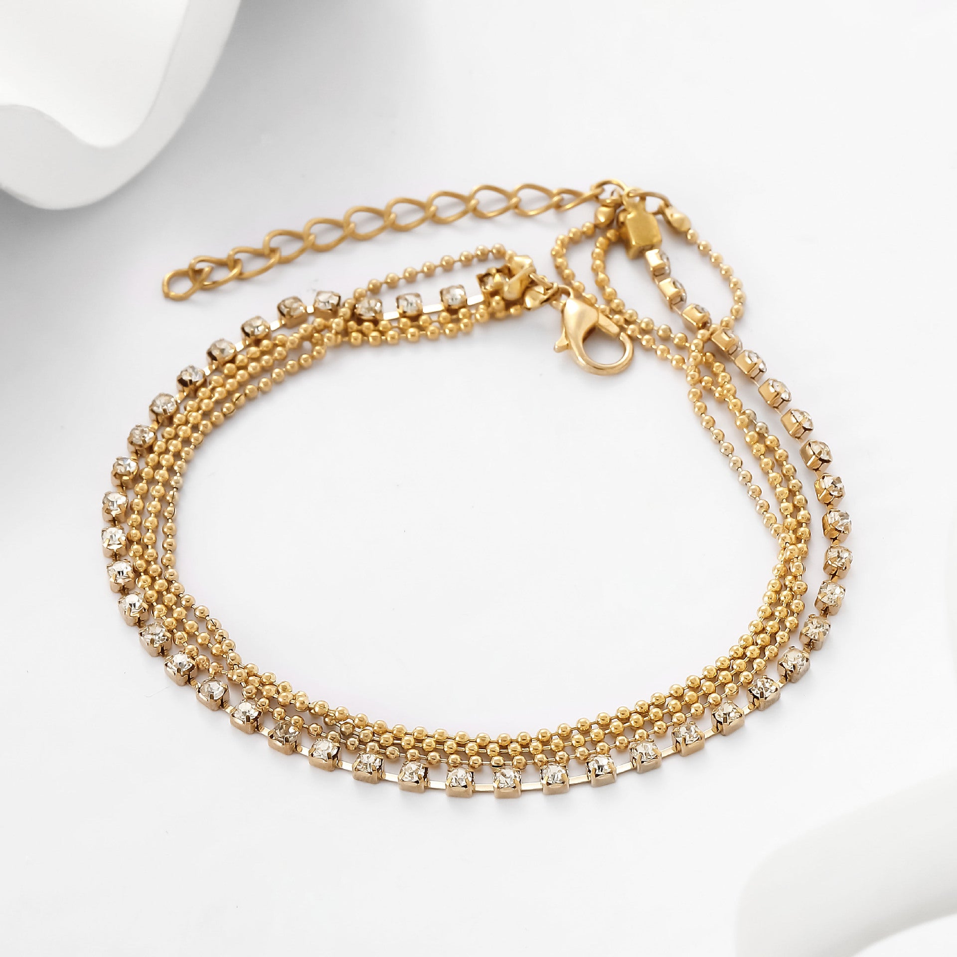 Fashionable Multi-Layer Square Gold Anklet