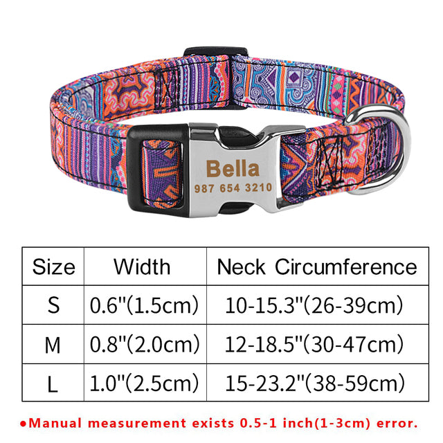 Adjustable Nylon Custom Dog Collar Free Engraved Name ID Tag