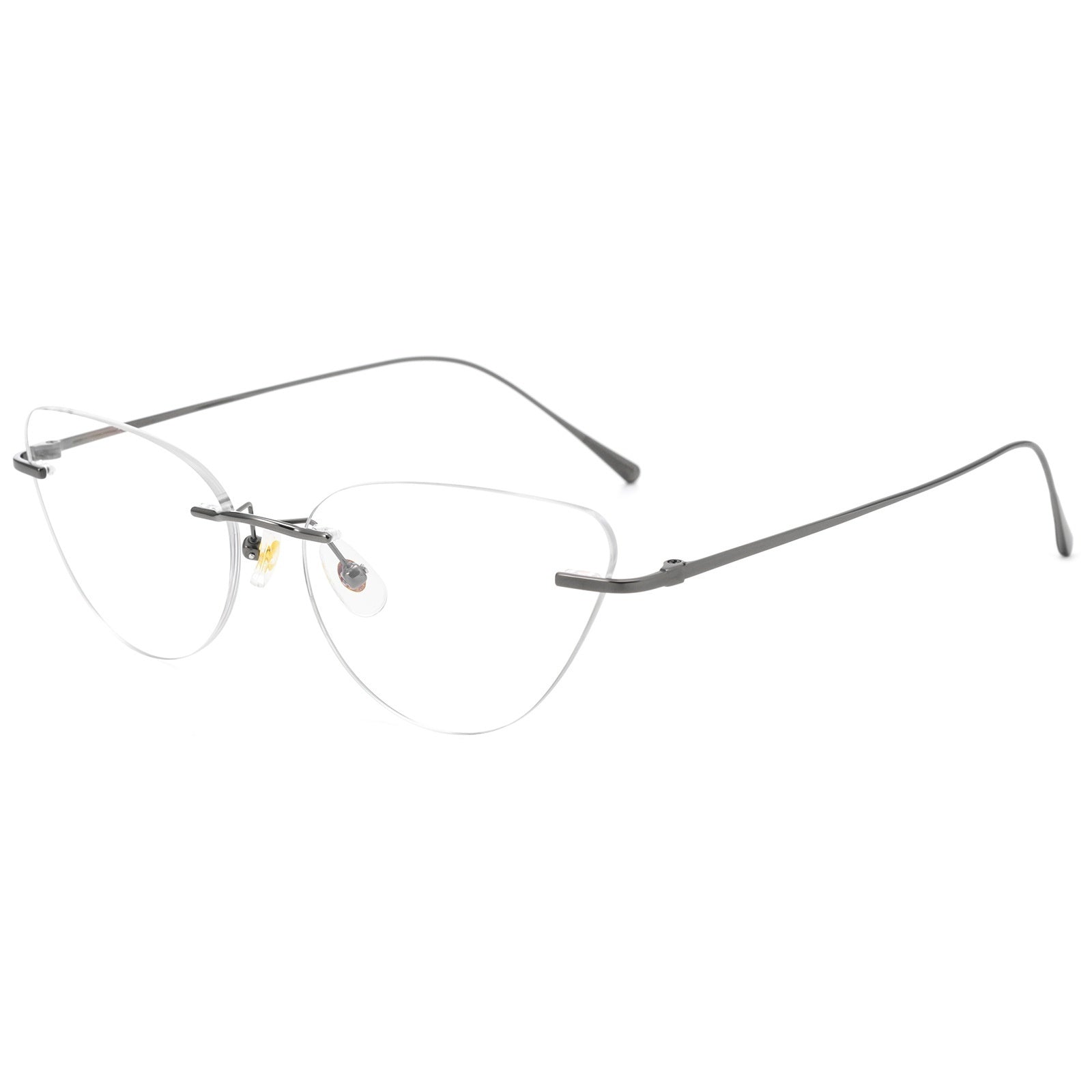 Pure Titanium Rimless Cat-eye Glasses For Women Ultra-light Comfortable And Blue-light Blocking