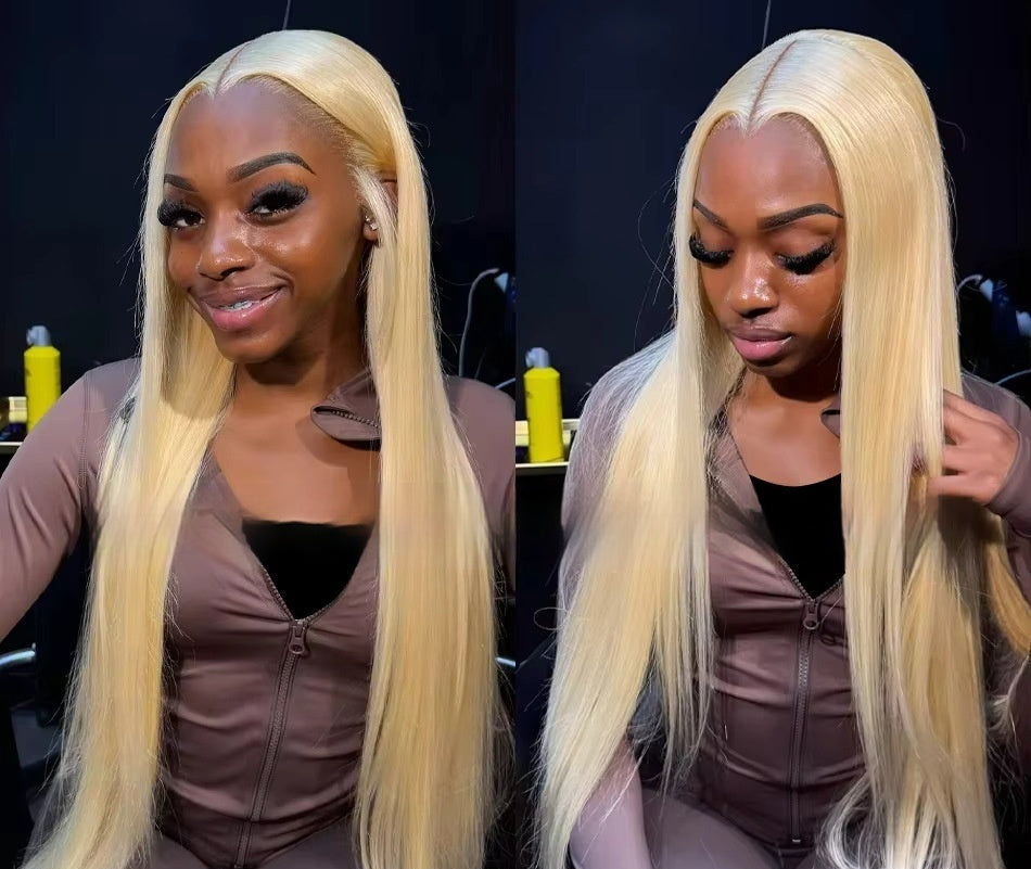 12-40Inch 613 Blonde Straight Human Hair Wigs DIY Colors