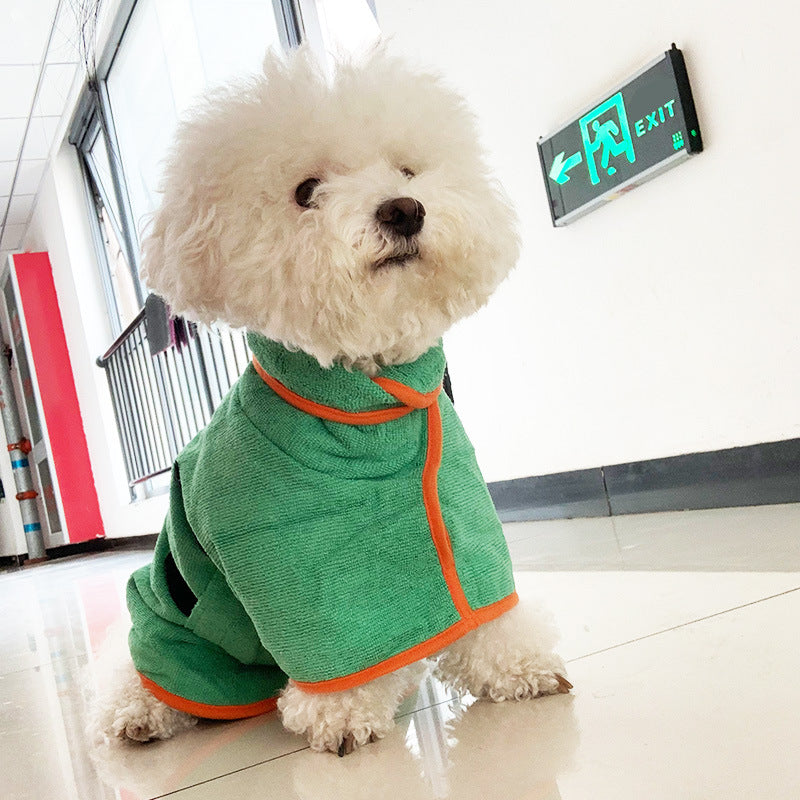 Pet Bathrobe Fast Drying Towel Microfiber Absorbent Soft Bath Robe Adjustable Towel Grooming Coat For Small Medium Large Dog